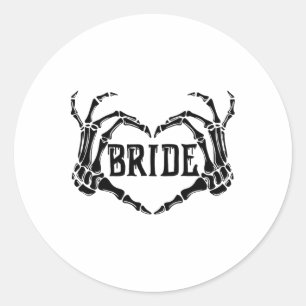 Spooky Bride Skeleton Hands Engagement Wedding Hal Classic Round Sticker