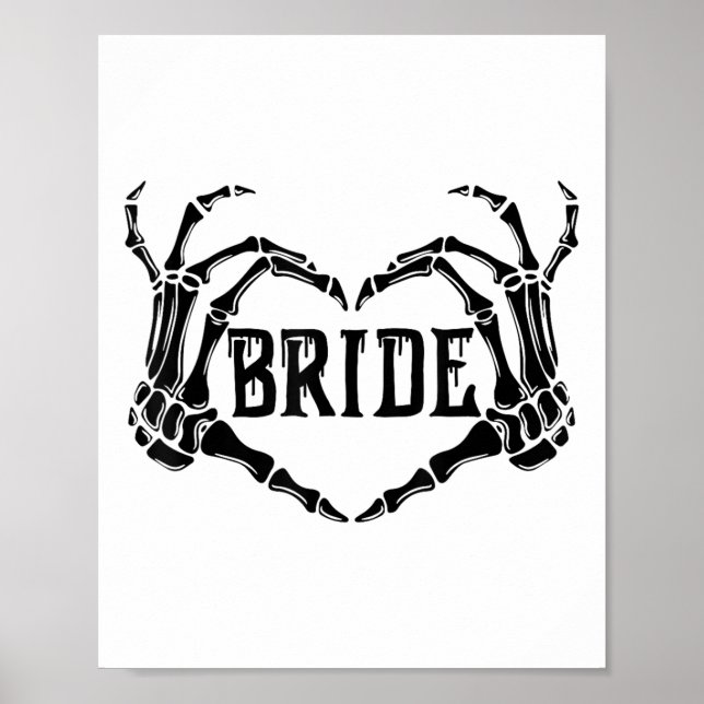 Spooky Bride Skeleton Hands Engagement Wedding Hal Poster (Front)