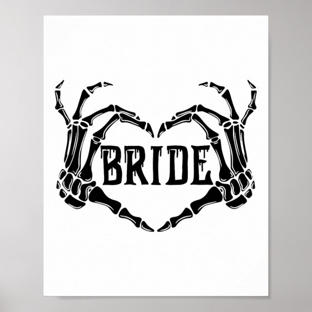 Spooky Bride Skeleton Hands Engagement Wedding Hal Poster (Front)