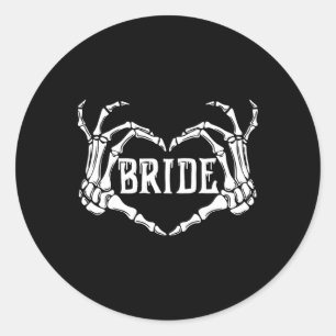 Spooky Bride Skeleton Hands Halloween Engagement W Classic Round Sticker