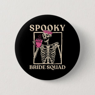 Spooky Bride Squad Skeleton Halloween Bachelorette 6 Cm Round Badge