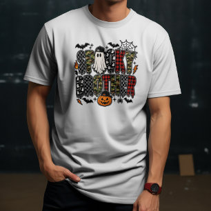 Spooky Brother Halloween Camo Plaid Mixed T-Shirt
