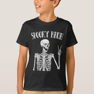 Spooky Bruh Skeleton Spooky Vibe Halloween Tee For