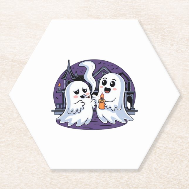 Spooky Buddies A Halloween Haunt Classic T-Shirt Paper Coaster (Front)