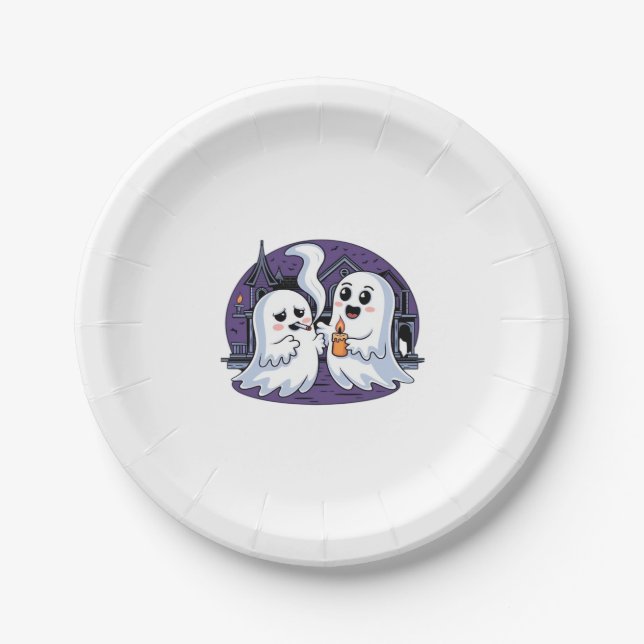 Spooky Buddies A Halloween Haunt Classic T-Shirt Paper Plate (Front)