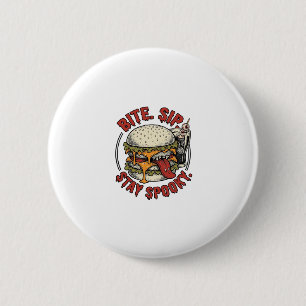 Spooky Burger Shirt Vintage Engraving Halloween Gr 6 Cm Round Badge