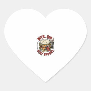 Spooky Burger Shirt Vintage Engraving Halloween Gr Heart Sticker