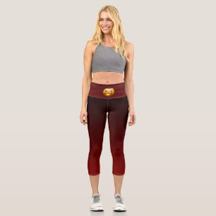 Spooky Burning Halloween Pumpkin Capri Leggings