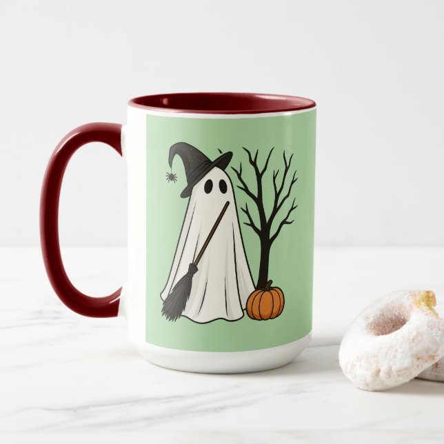 Spooky But Adorable | Cute Ghost Halloween Mug (With Donut)