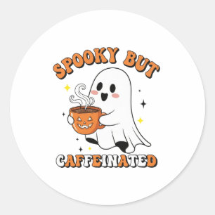 Spooky But Caffeinated Cute Ghost Design sticker