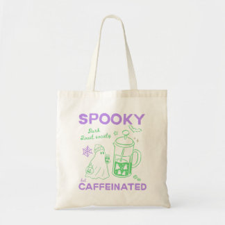 Spooky But Caffeinated Cute Ghost Halloween Tote Bag