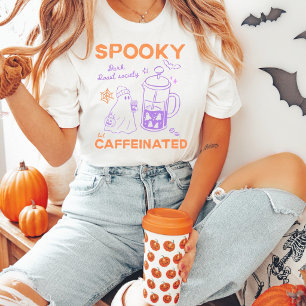 Spooky But Caffeinated Orange Purple Halloween T-Shirt