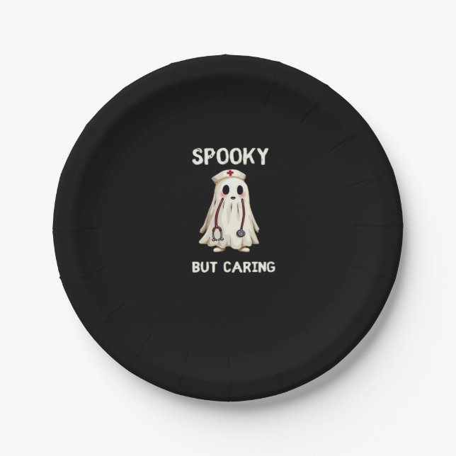 SPOOKY BUT CARING Essential T-Shirt Paper Plate (Front)