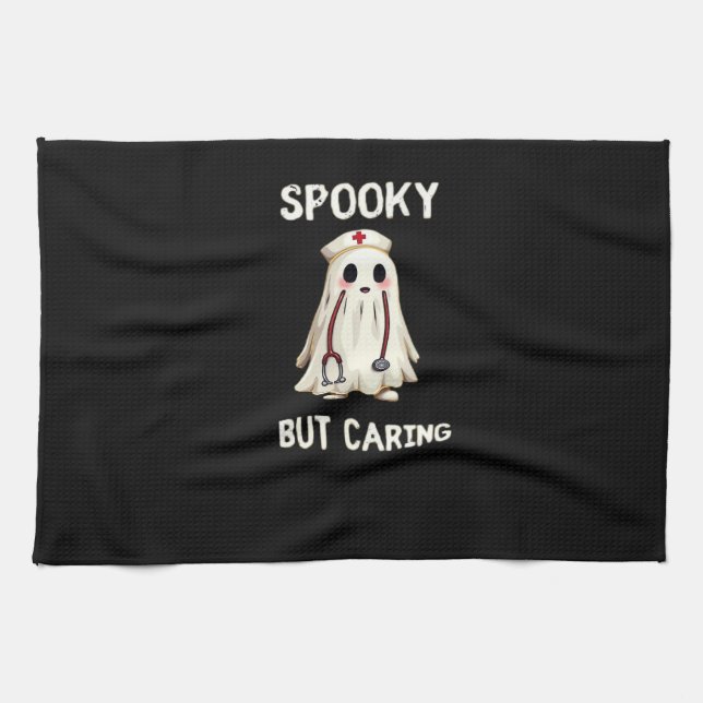 SPOOKY BUT CARING Essential T-Shirt Tea Towel (Horizontal)