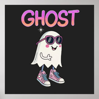 Spooky But Cool Ghost Poster – Fun Halloween 