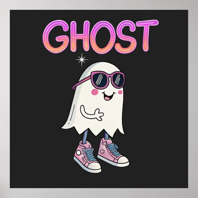 Spooky But Cool Ghost Poster – Fun Halloween  (Front)