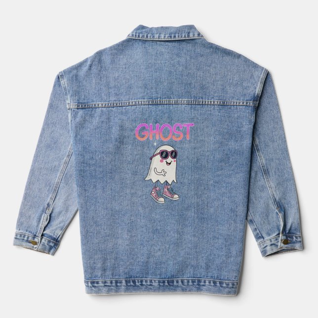Spooky But Cool Ghost Tee Denim Jacket (Back)
