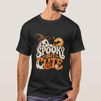 Spooky But Cute Ghost Witch Retro Halloween Graphi T-Shirt