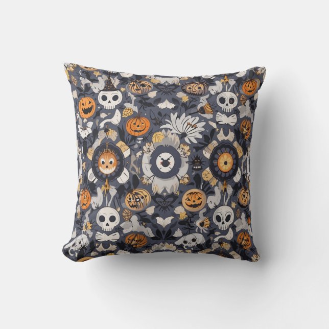 Spooky but Cute Halloween Friends Pattern Cushion (Front)