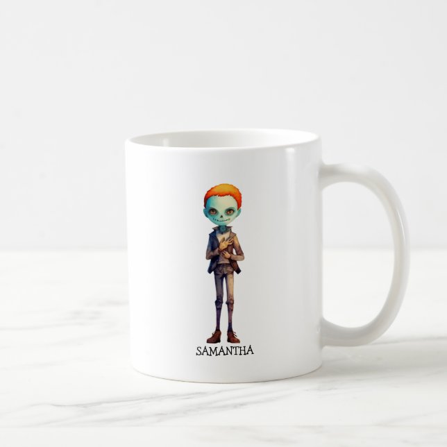 Spooky But Cute Zombie Kid – Adorable Macabre (2) Coffee Mug (Right)