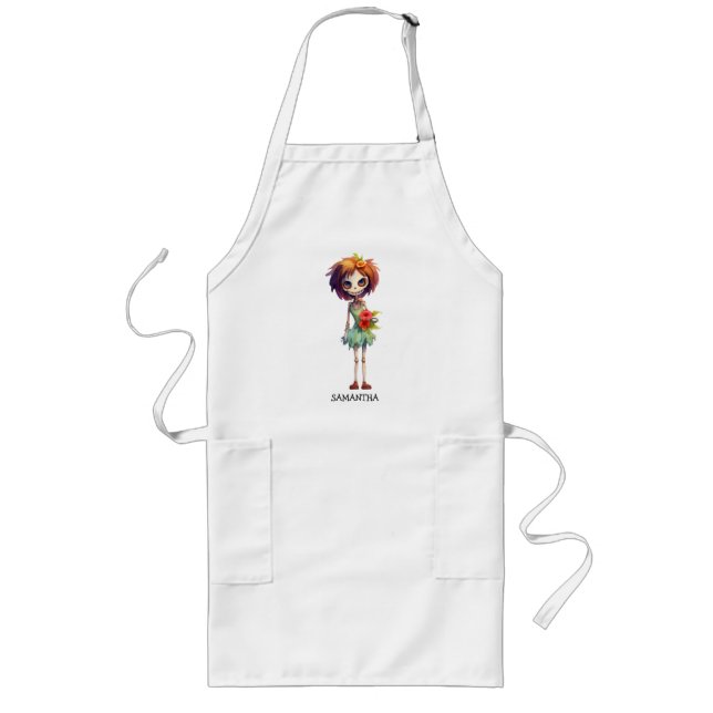 Spooky But Cute Zombie Kid – Adorable Macabre Long Apron (Front)