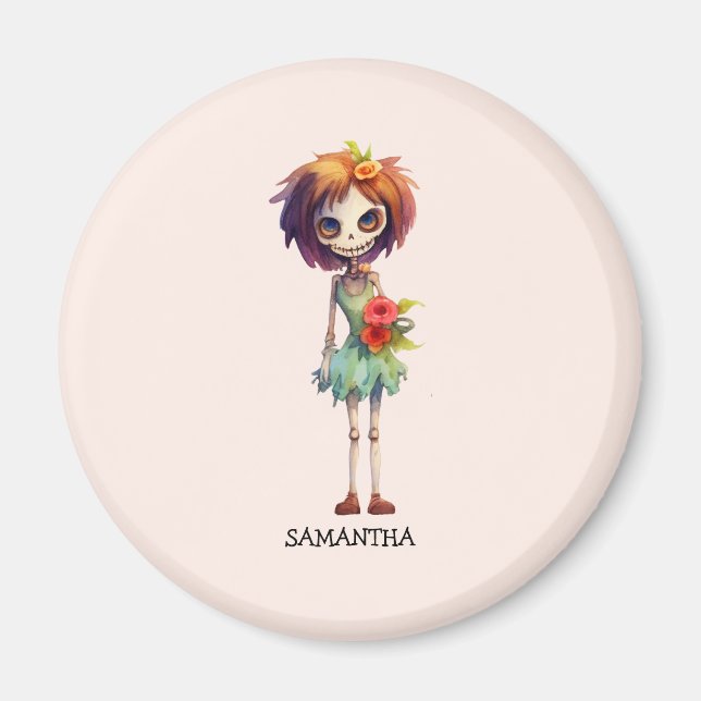 Spooky But Cute Zombie Kid – Adorable Macabre Magnet (Front)