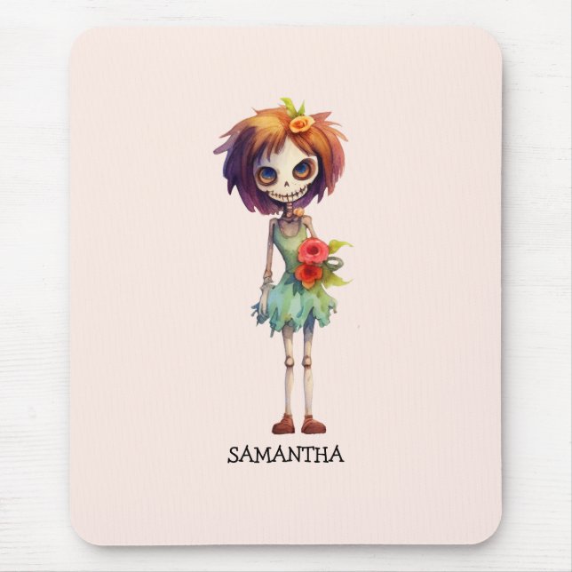 Spooky But Cute Zombie Kid – Adorable Macabre Mouse Mat (Front)