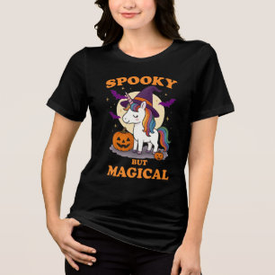 Spooky but Magical Unicorn T-Shirt – Cute Hallowee Tri-Blend Shirt