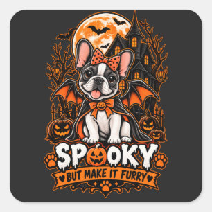Spooky But Make It Furry French Bulldog Halloween  Square Sticker