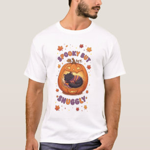 Spooky But Snuggly Black Cat Halloween Pumpkin T-Shirt