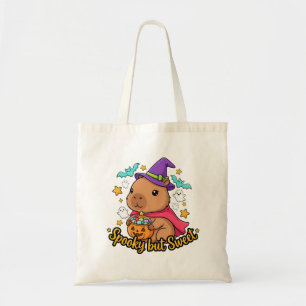 Spooky but Sweet Capybara Witch Halloween Tote Bag