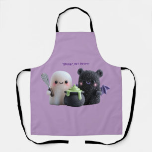 Spooky But Sweet Cute Ghost & Bear Apron