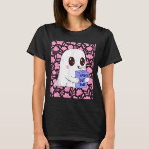 Spooky But Sweet Cute Ghost With Floral Halloween  T-Shirt
