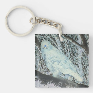 Spooky Buzzard On Branch Dark Forest Halloween Art Key Ring