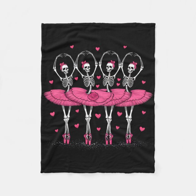 Spooky Byllerina Skeleton Dance Funny Halloween By Fleece Blanket (Front)