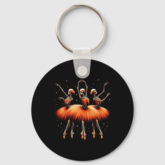 Spooky Byllerina Skeleton Dance Funny Halloween By Key Ring (Front)