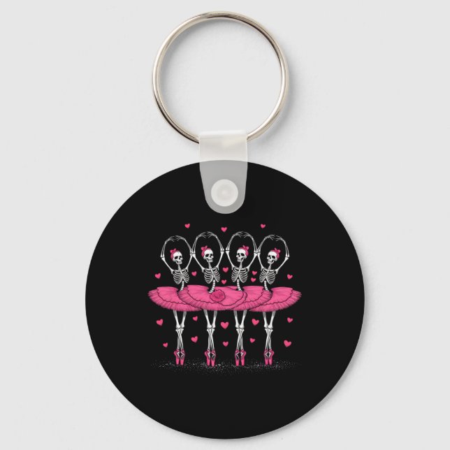 Spooky Byllerina Skeleton Dance Funny Halloween By Key Ring (Front)