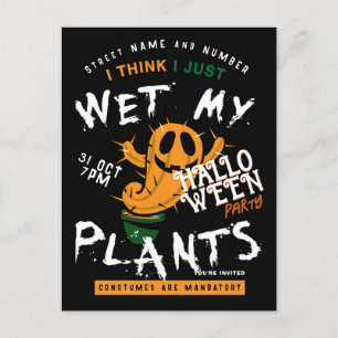 Spooky Cactus Pumpkin Halloween Party Invitation Postcard