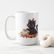 Spooky & Caffeinated Halloween Black Cat
