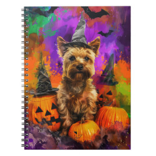 Spooky Cairn Terrier Dog Halloween Witch Pumpkin Notebook
