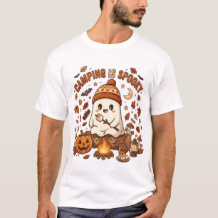 Spooky Campfire Ghost – Cute Halloween Camping T-Shirt