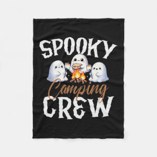Spooky Camping Crew Halloween 2024 Campfire Happy Fleece Blanket