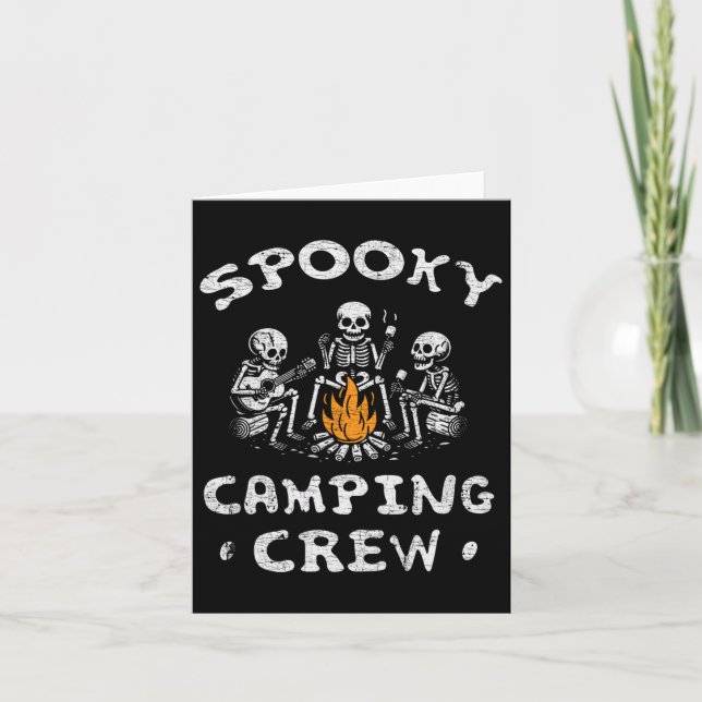 Spooky Camping Crew Halloween Camping Skeleton Cam Card (Front)