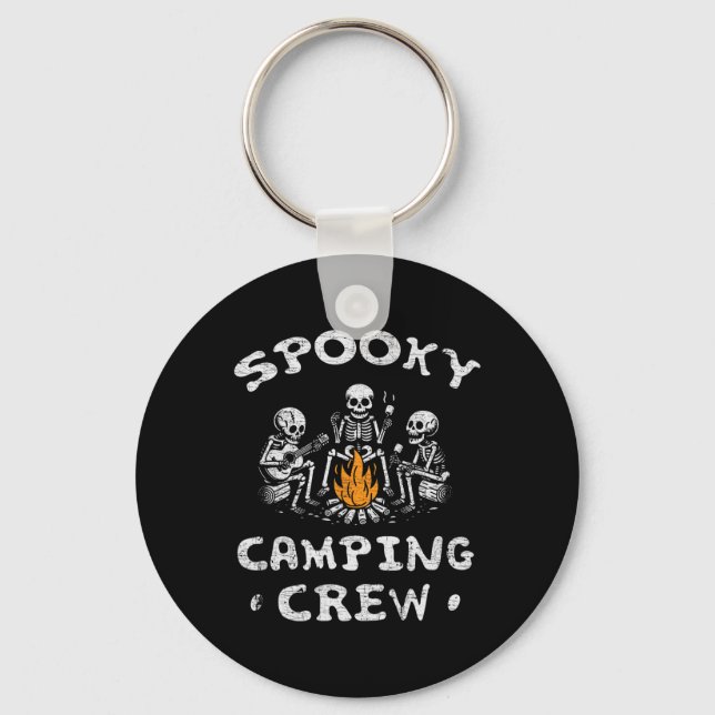 Spooky Camping Crew Halloween Camping Skeleton Cam Key Ring (Front)