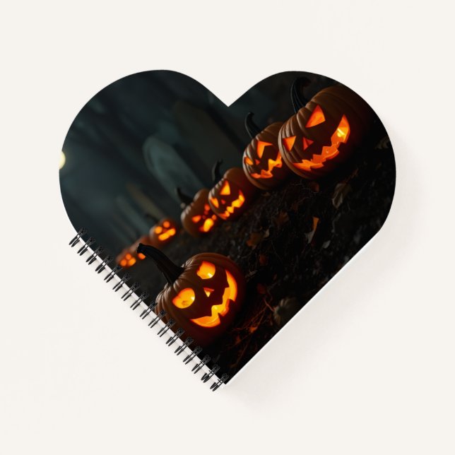 Spooky Candlelit Pumpkin Graveyard Notebook (Front)