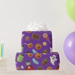 Spooky Candy Monsters Halloween Wrapping Paper