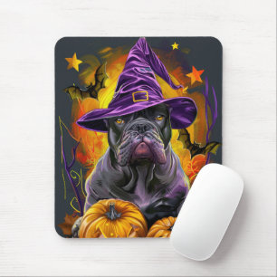 Spooky Cane Corso Dog Halloween Witch And Pumpkin Mouse Mat