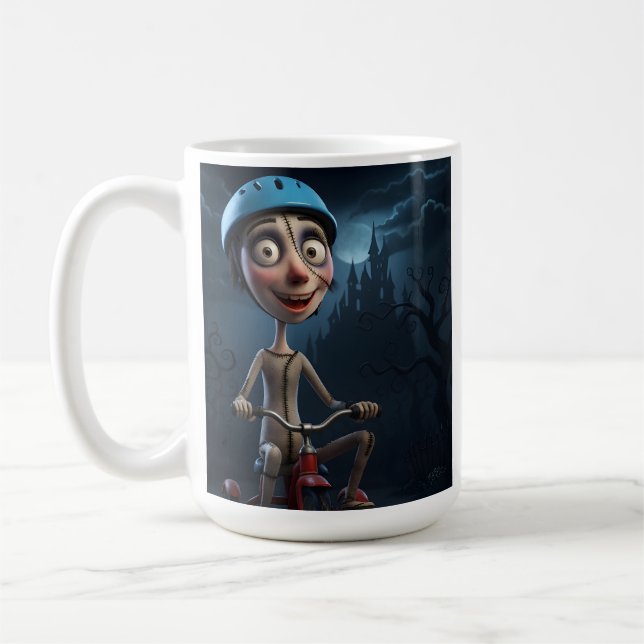 Spooky Cartoon Biker Coffee Mug (Left)