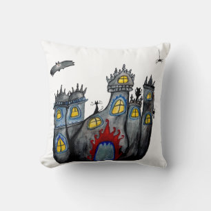 Spooky Castle halloween Art Throw Cushion