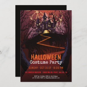 Spooky Castle Halloween Costume Party   Invitation